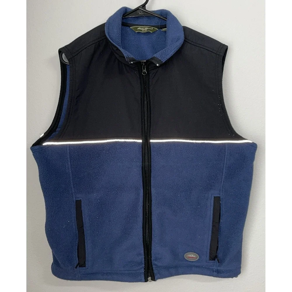 Eddie Bauer Fleece Blue Zip Up‎ Vest Men Size Medium